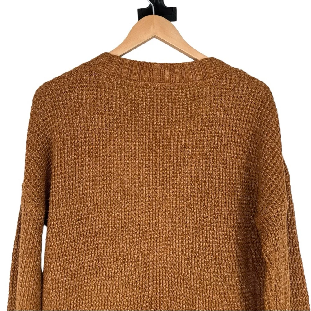 New In Camel Knit Sweater size Small Button Detail Long Sleeves NWT V Neck